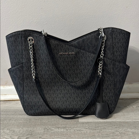 Michael Kors Black Quilted Tote with Chain Straps - Picture 1 of 5
